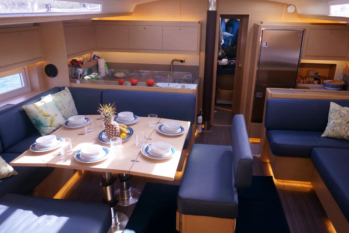 Galley of Fat Bottom Girl, a Dufour 530 sailboat at Road Town, British Virgin Islands