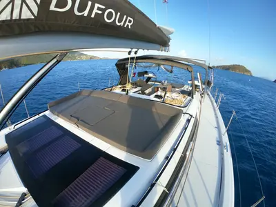 Deck of Fat Bottom Girl, a Dufour 530 sailboat at Road Town, British Virgin Islands