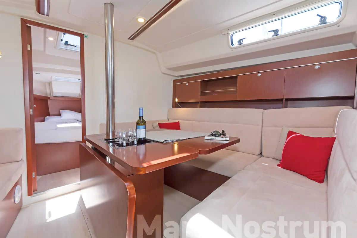 Salon of Mare Nostrum, a Hanse 385 sailboat at Kos, Greece