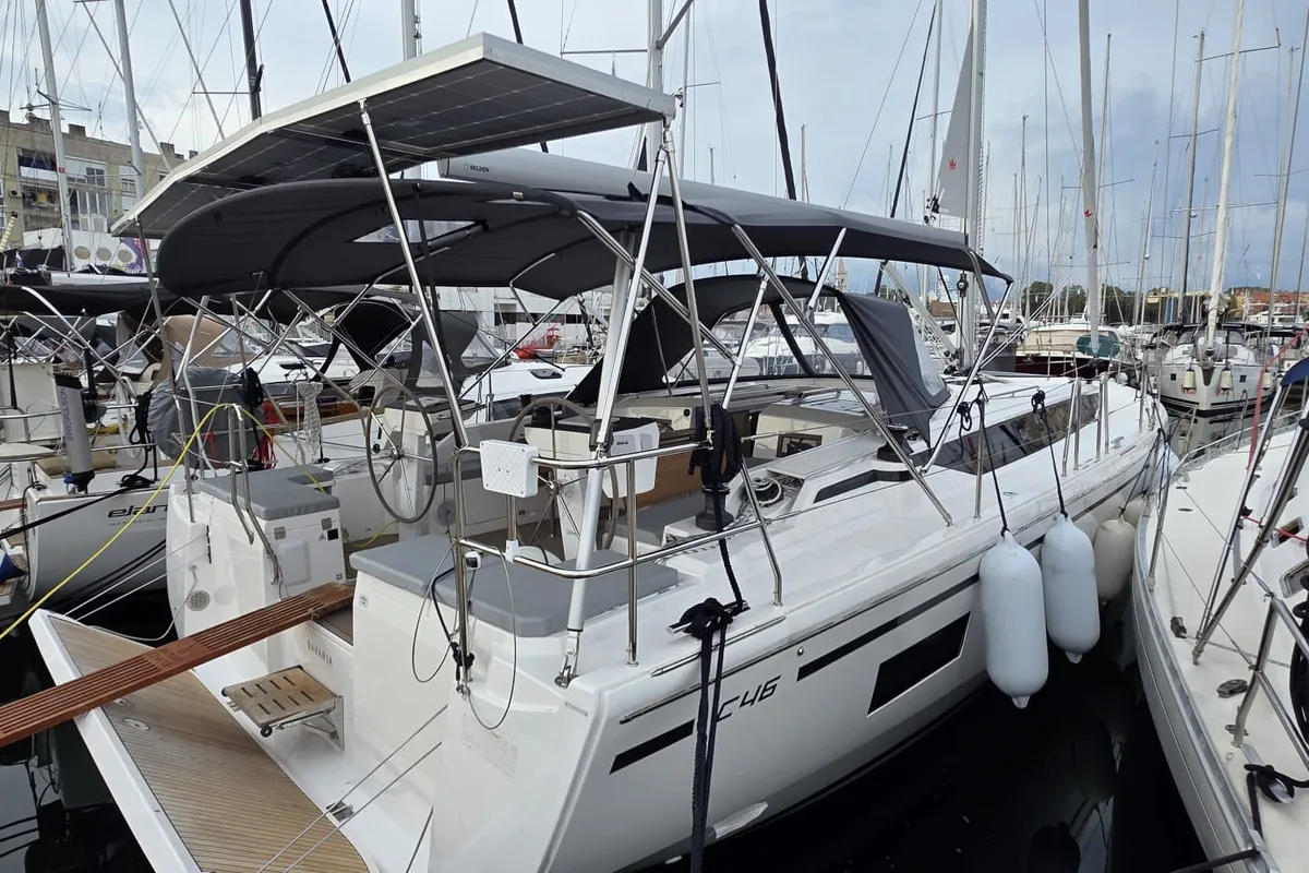 Exterior view of Payetra, a Bavaria C46 sailboat at Zadar, Croatia