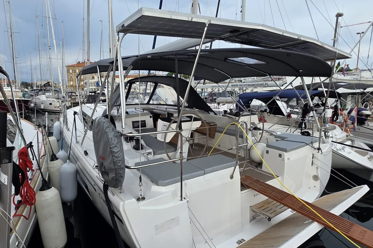 Exterior view of Payetra, a Bavaria C46 sailboat at Zadar, Croatia