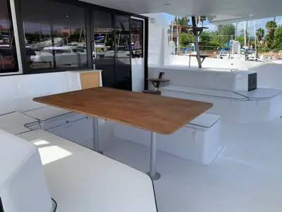 Deck of Eden Planet, a Dufour 48 Catamaran catamaran at Tonnarella, Italy