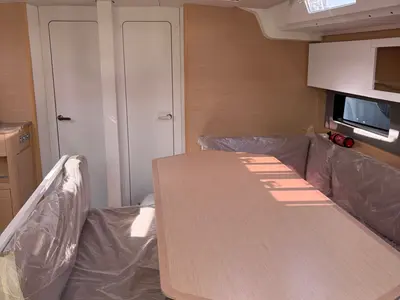 Salon of Salima, a Dufour 48 sailboat at Tonnarella, Italy