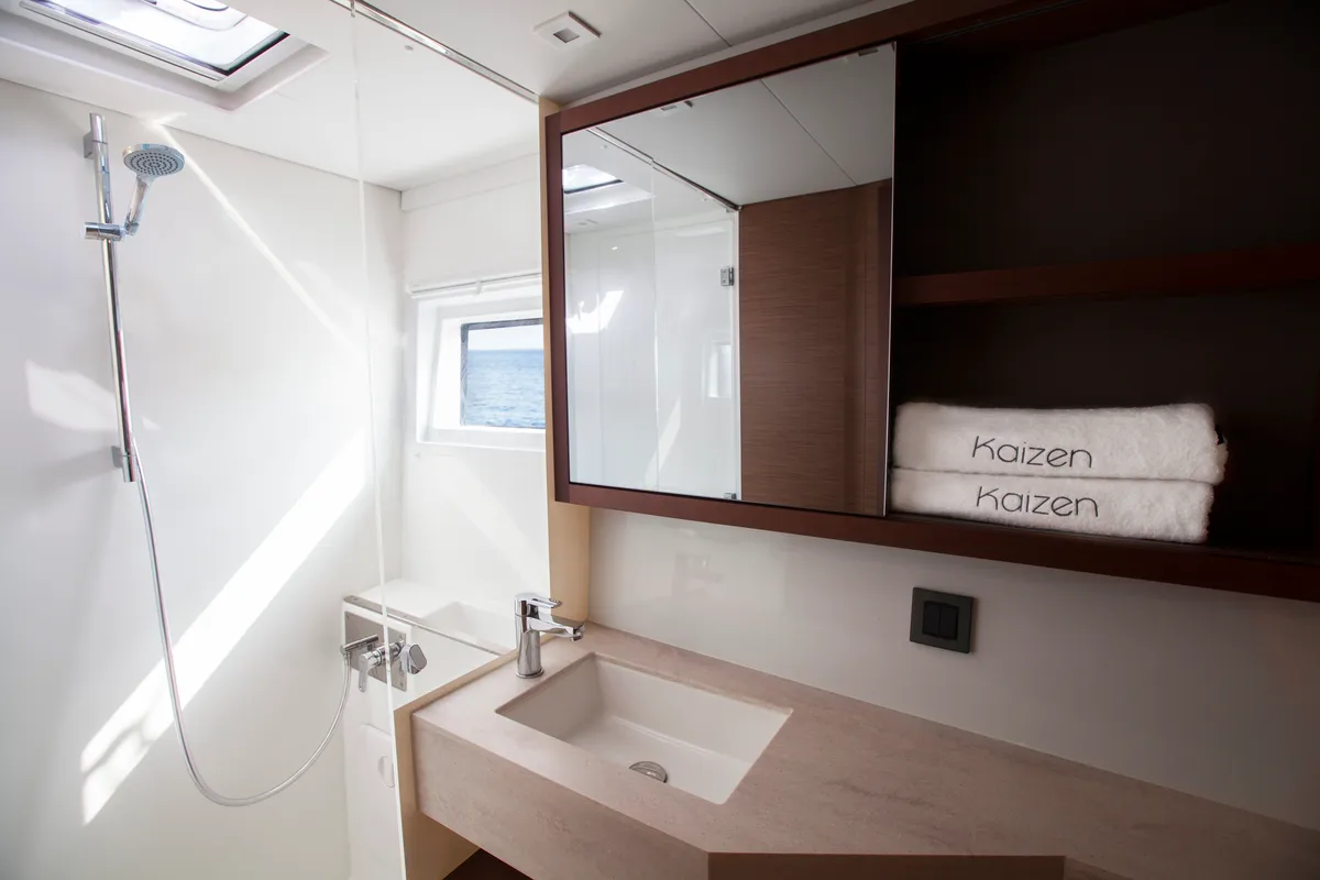 Head on Kaizen, a Lagoon 46 catamaran at Municipal Unit of Rhodes, Greece