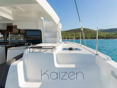 Deck of Kaizen, a Lagoon 46 catamaran at Municipal Unit of Rhodes, Greece