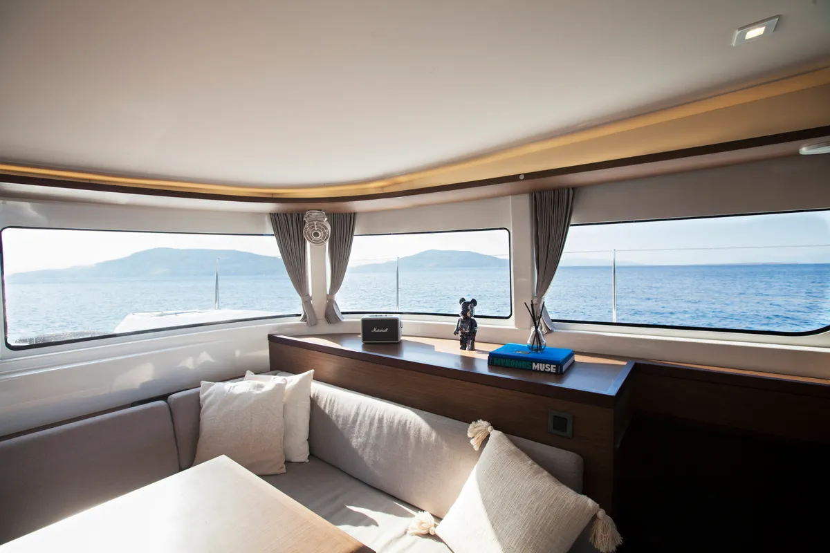 Salon of Kaizen, a Lagoon 46 catamaran at Municipal Unit of Rhodes, Greece