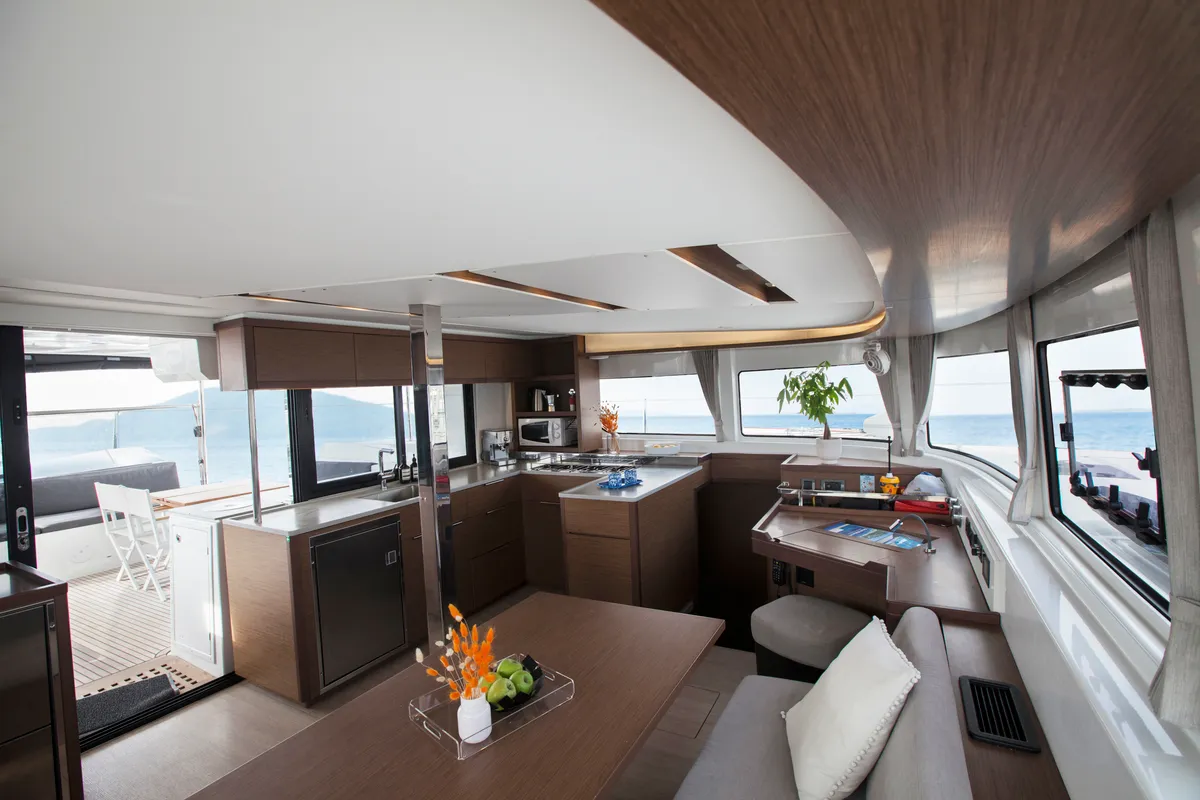 Salon of Kaizen, a Lagoon 46 catamaran at Municipal Unit of Rhodes, Greece