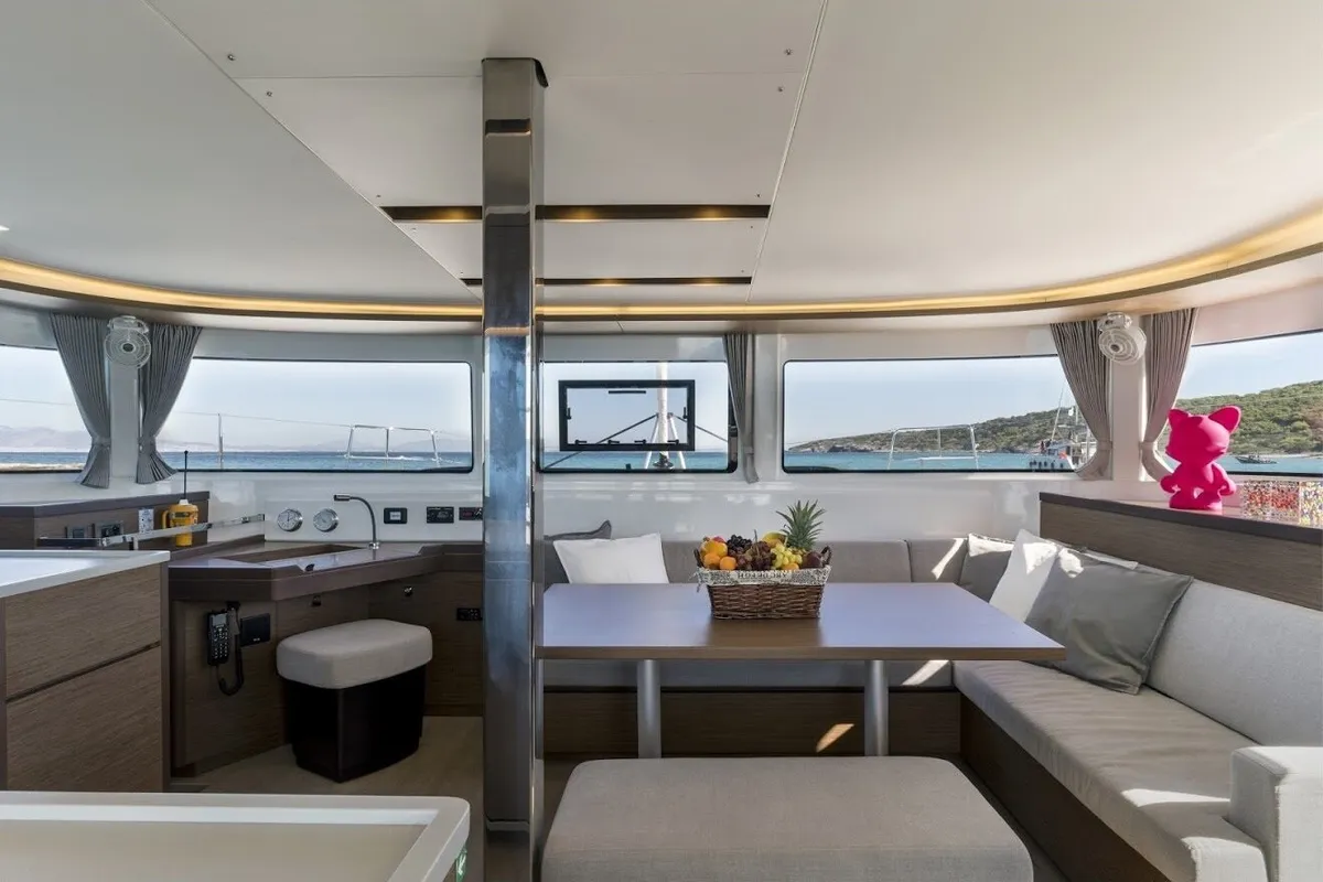 Salon of Kaizen, a Lagoon 46 catamaran at Municipal Unit of Rhodes, Greece