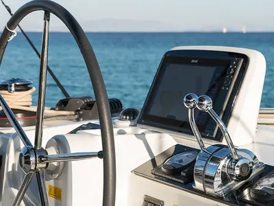 Cockpit of Kaizen, a Lagoon 46 catamaran at Municipal Unit of Rhodes, Greece