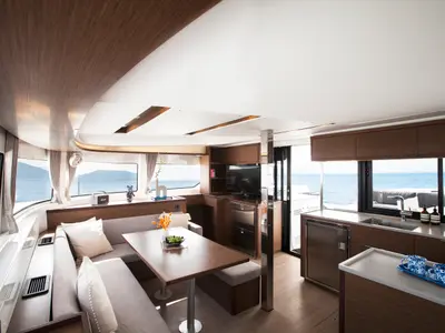 Salon of Kaizen, a Lagoon 46 catamaran at Municipal Unit of Rhodes, Greece