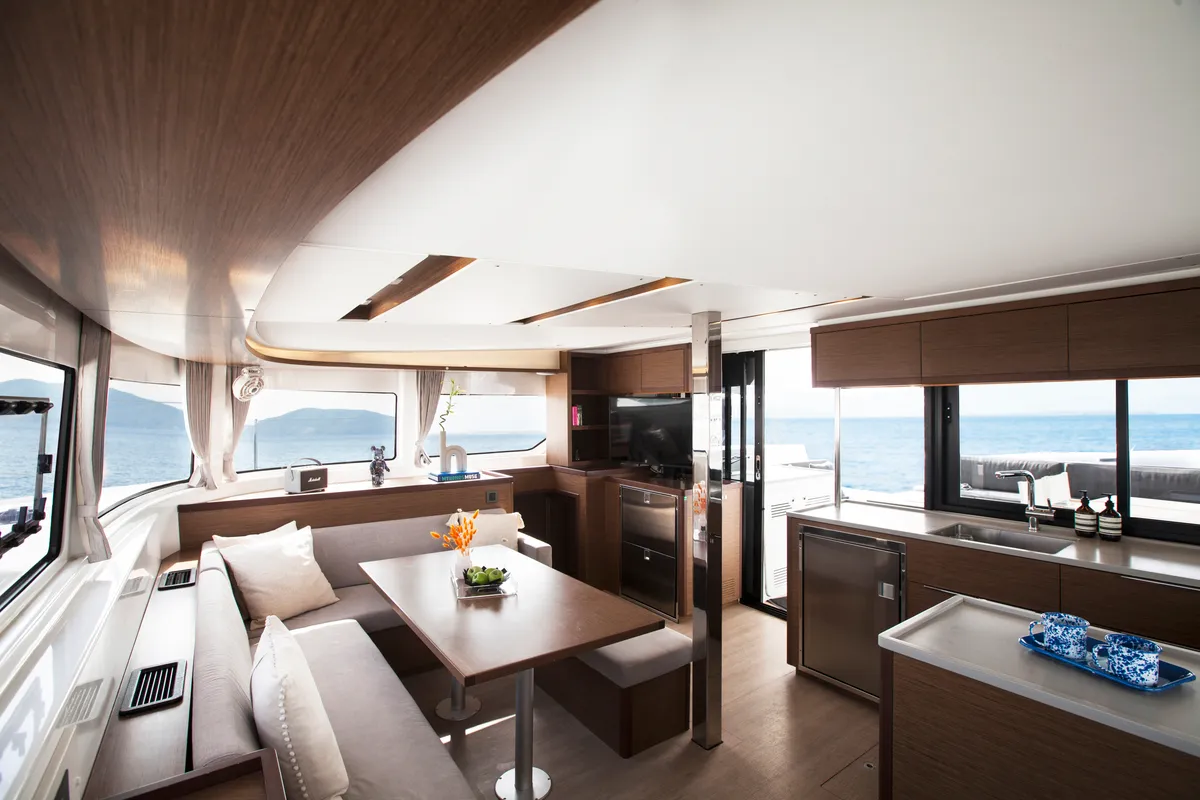 Salon of Kaizen, a Lagoon 46 catamaran at Municipal Unit of Rhodes, Greece