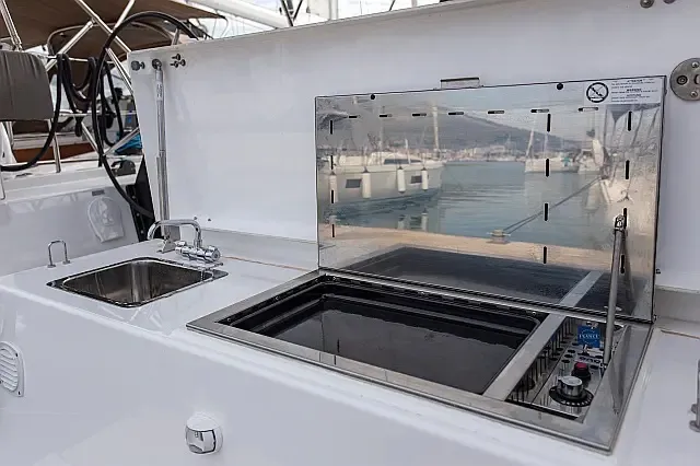 Deck of Sonja, a Dufour 530 sailboat at Seget Donji, Croatia