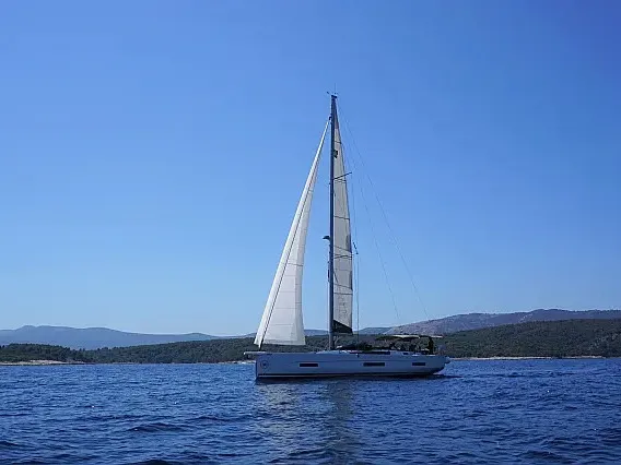 Exterior view of Sonja, a Dufour 530 sailboat at Seget Donji, Croatia