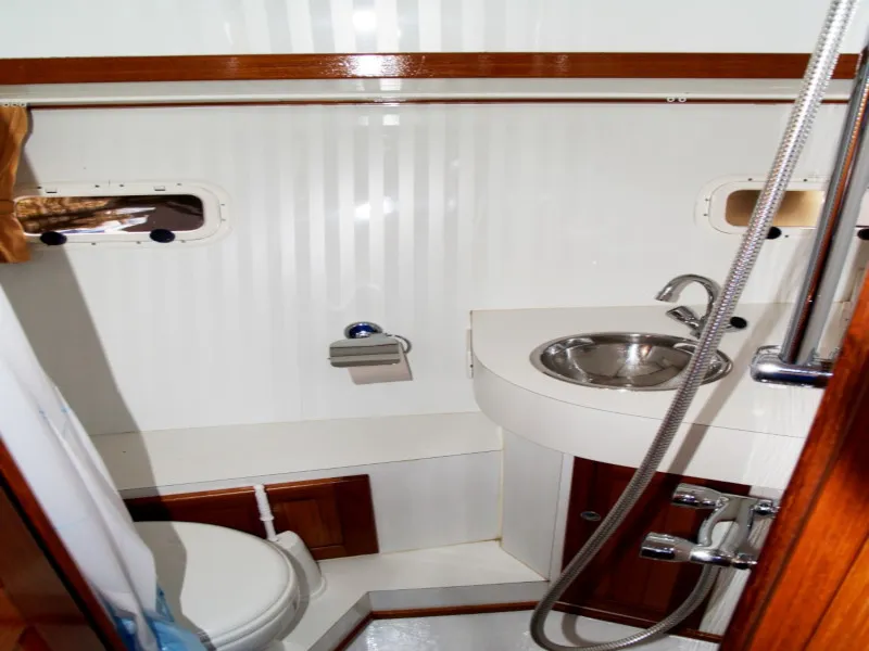Head on De Drait Renal 36, a motorboat at Drachten, Netherlands