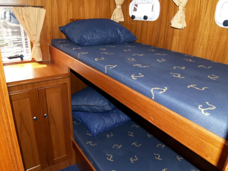 Cabin on De Drait Renal 36, a motorboat at Drachten, Netherlands