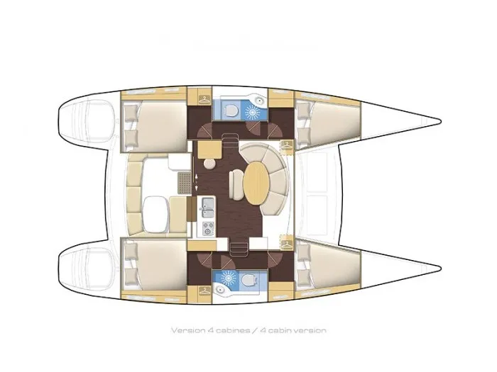 Floor plan of Kiss, a Lagoon 380 S2 catamaran at Nettuno, Italy