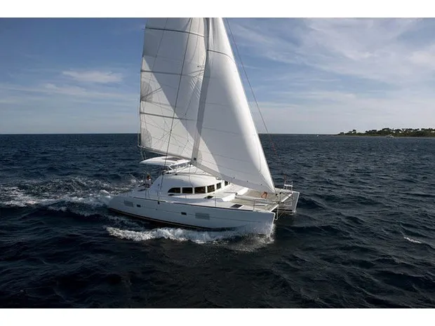 Exterior view of Kiss, a Lagoon 380 S2 catamaran at Nettuno, Italy