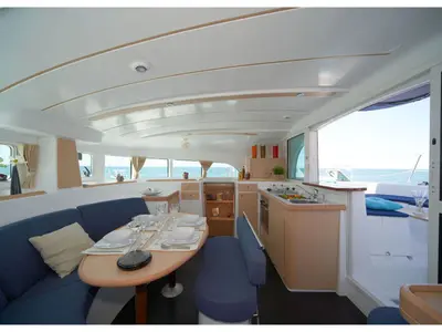 Salon of Kiss, a Lagoon 380 S2 catamaran at Nettuno, Italy
