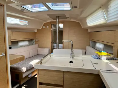Galley of Why Not 19, a Hanse 348 sailboat at Municipal Unit of Lefkada, Greece