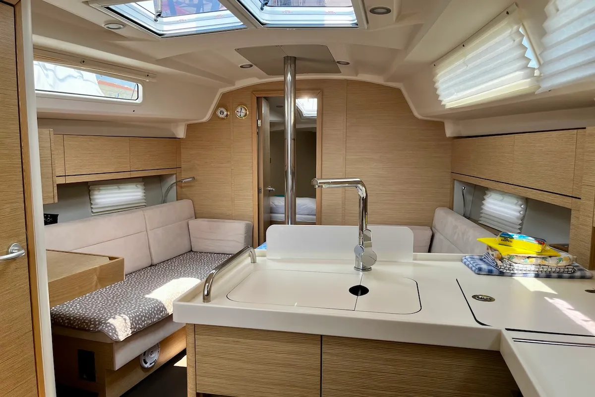 Galley of Why Not 19, a Hanse 348 sailboat at Municipal Unit of Lefkada, Greece