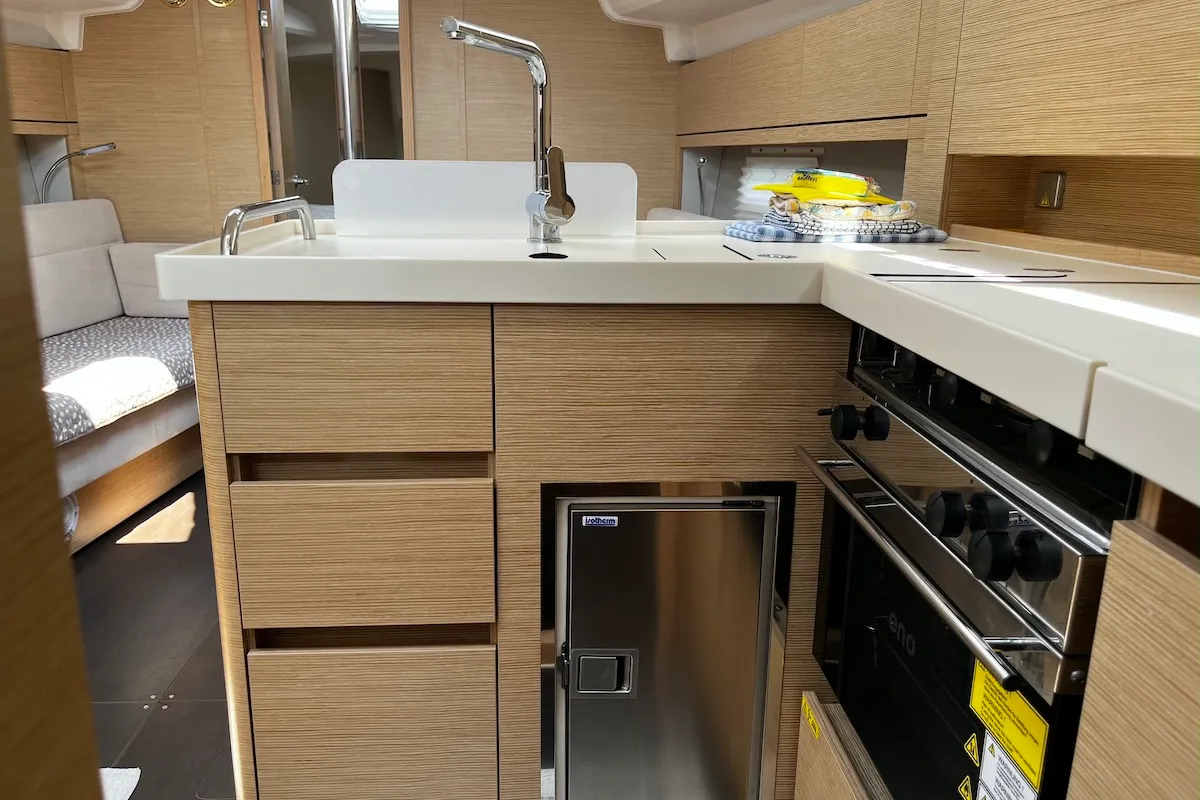 Galley of Why Not 19, a Hanse 348 sailboat at Municipal Unit of Lefkada, Greece