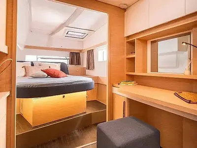 Cabin on Montague, a Fountaine Pajot FP 41 Quatuor 4 catamaran at Municipal Unit of Lefkada, Greece