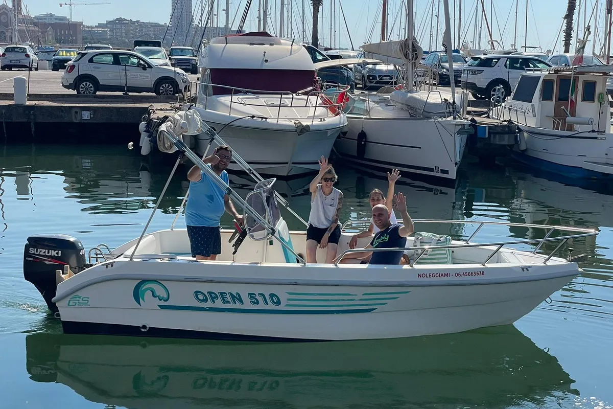 Exterior view of OPEN 510, a Gulet Motorboat motorboat at Nettuno, Italy