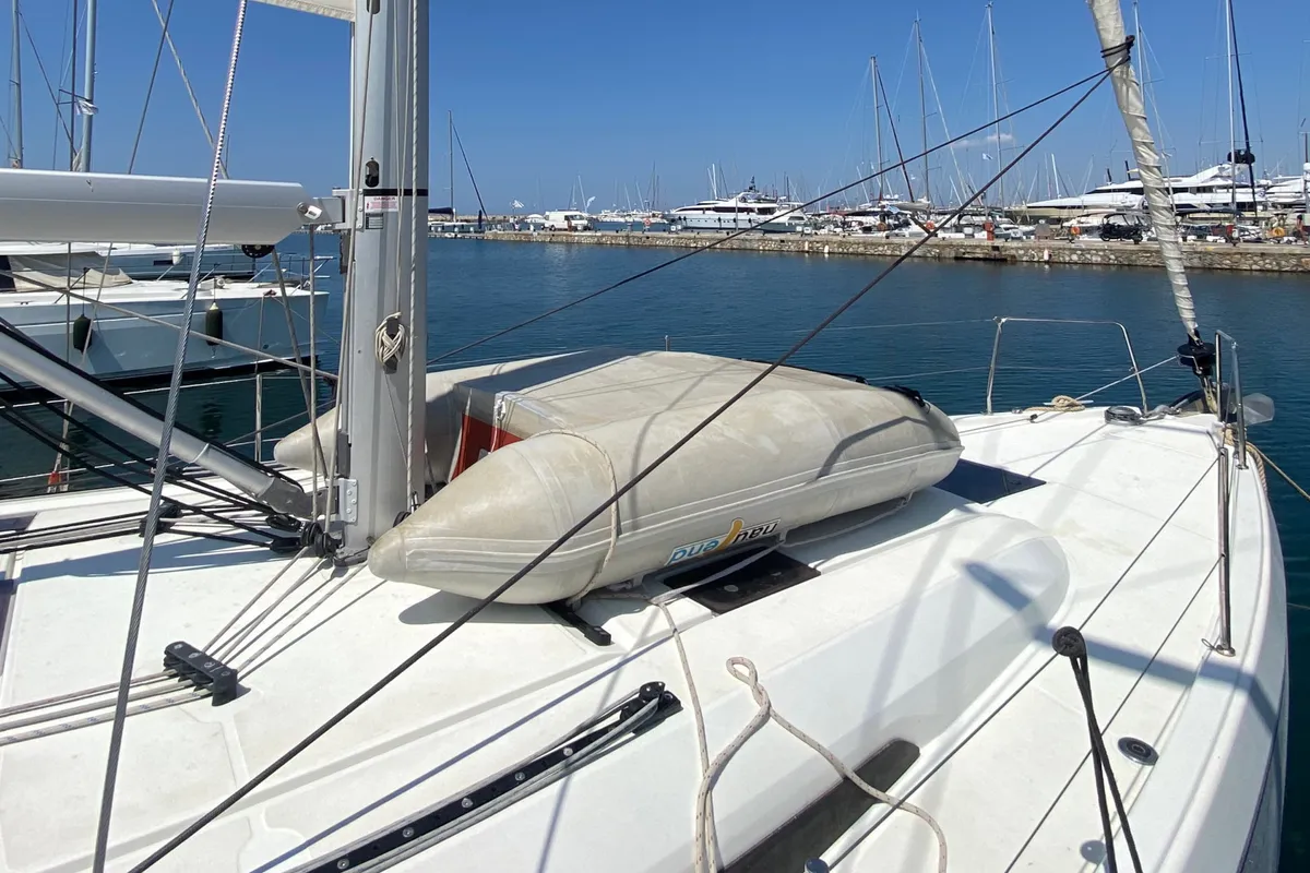 Deck of ARIA, a Beneteau Oceanis 40.1 sailboat at Municipal Unit of Lefkada, Greece
