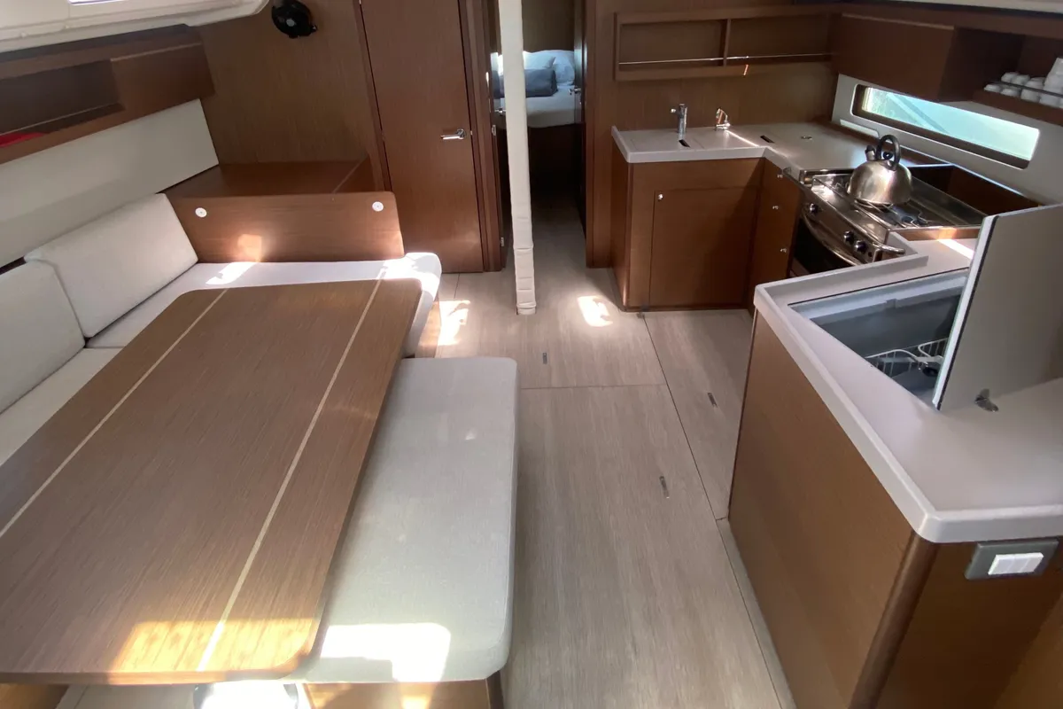 Salon of ARIA, a Beneteau Oceanis 40.1 sailboat at Municipal Unit of Lefkada, Greece