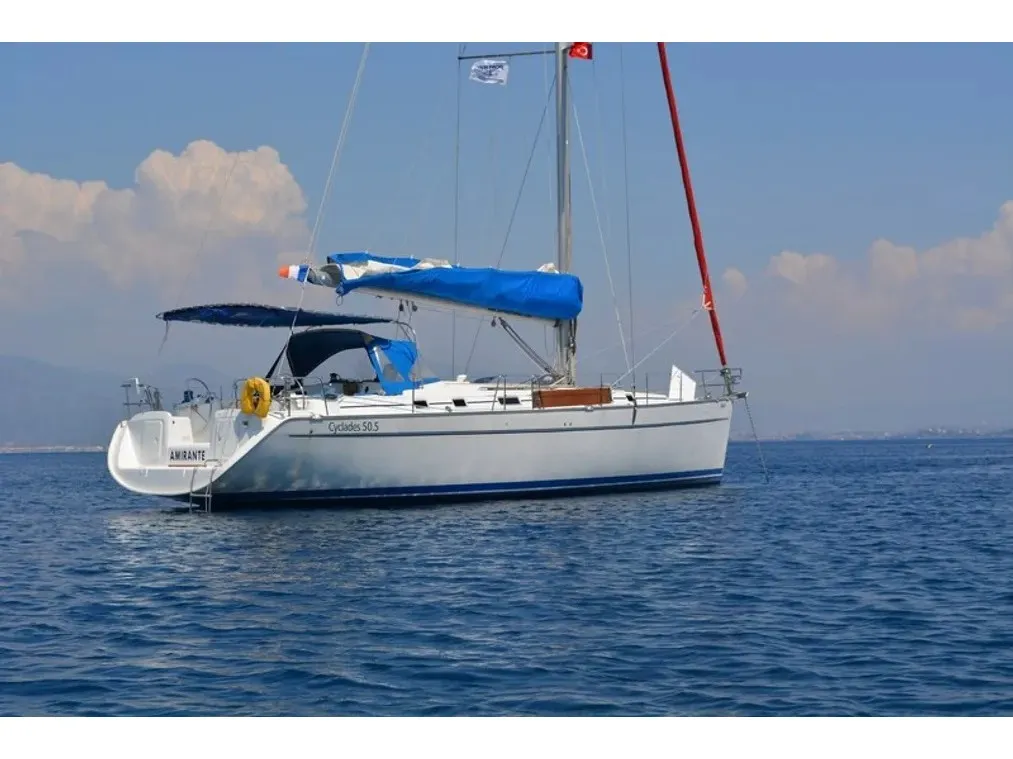 Exterior view of Amirante, a Beneteau Cyclades 50.5 sailboat at Athens, Greece