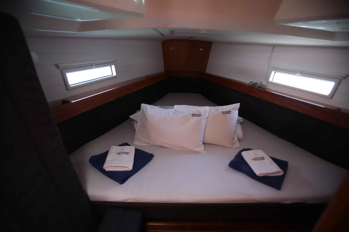 Cabin on Lazarus, a Bavaria Cruiser 41S sailboat at Pirovac, Croatia