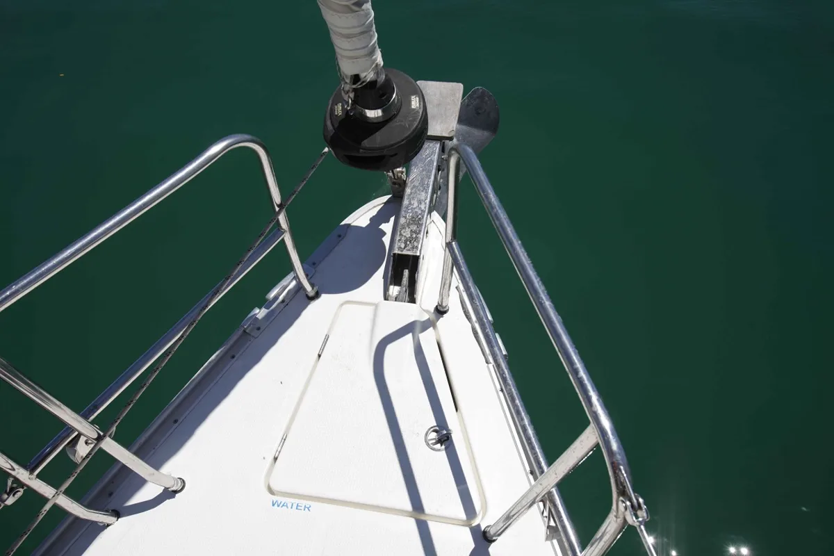 Deck of Lazarus, a Bavaria Cruiser 41S sailboat at Pirovac, Croatia
