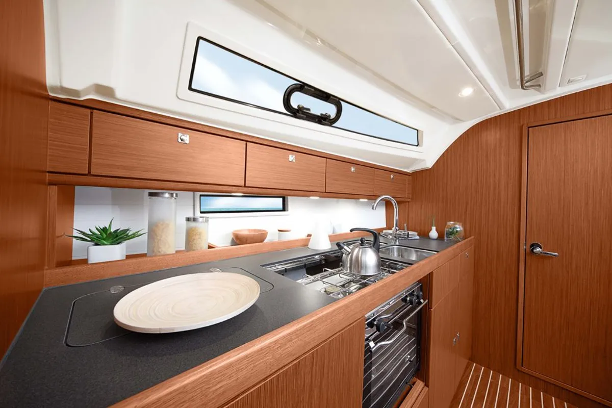 Galley of Lazarus, a Bavaria Cruiser 41S sailboat at Pirovac, Croatia