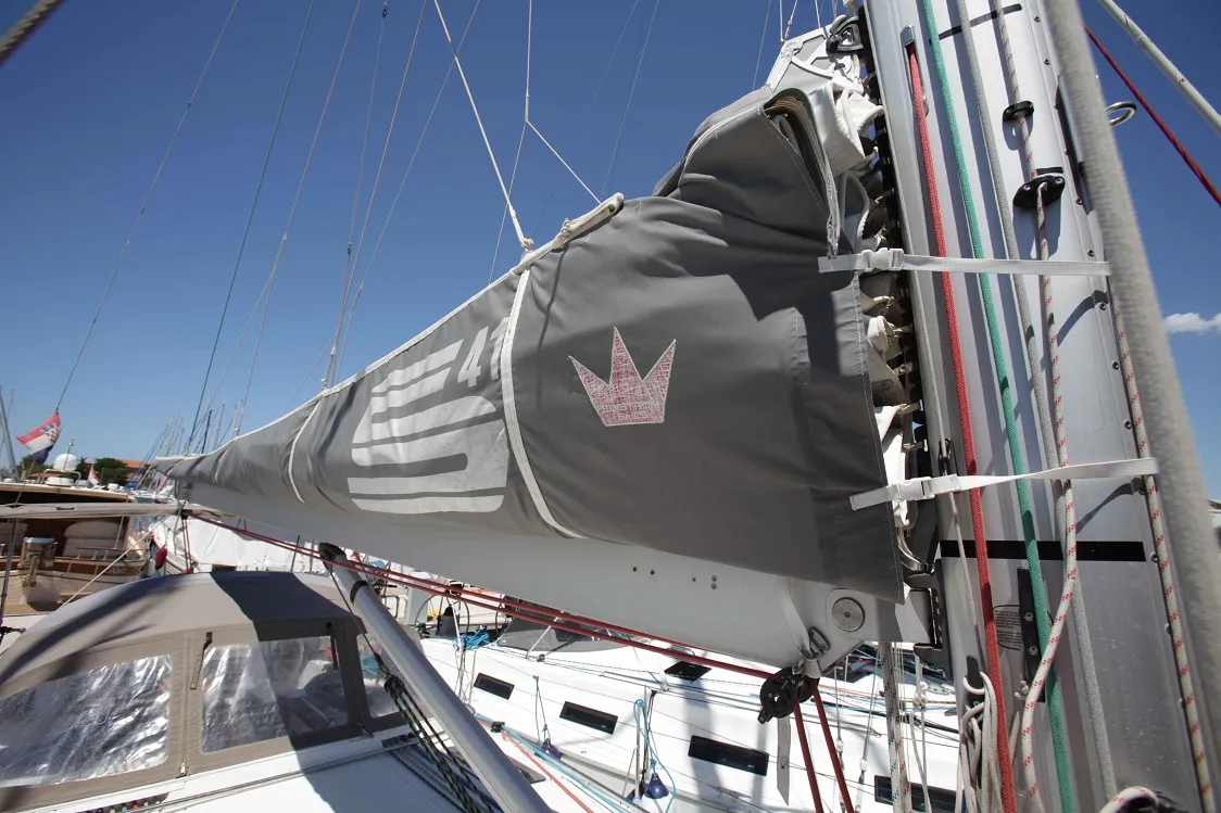 Deck of Lazarus, a Bavaria Cruiser 41S sailboat at Pirovac, Croatia