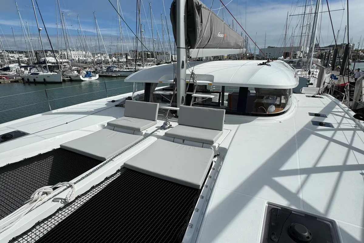 Deck of El Paso 2, a Excess 14 catamaran at Rogoznica, Croatia