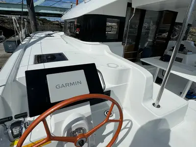 Cockpit of El Paso 2, a Excess 14 catamaran at Rogoznica, Croatia