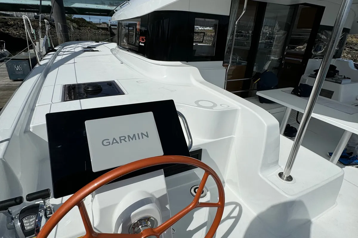 Cockpit of El Paso 2, a Excess 14 catamaran at Rogoznica, Croatia