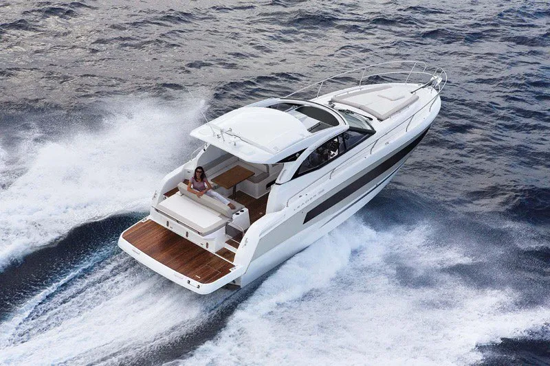 Neverin, a Jeanneau Leader 36 motor yacht at Punat, Croatia