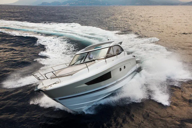 Neverin, a Jeanneau Leader 36 motor yacht at Punat, Croatia