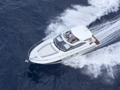 Neverin, a Jeanneau Leader 36 motor yacht at Punat, Croatia