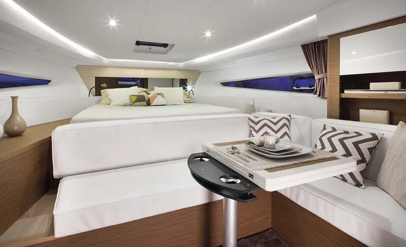 Neverin, a Jeanneau Leader 36 motor yacht at Punat, Croatia