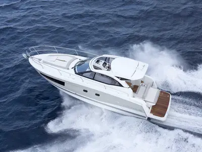 Neverin, a Jeanneau Leader 36 motor yacht at Punat, Croatia