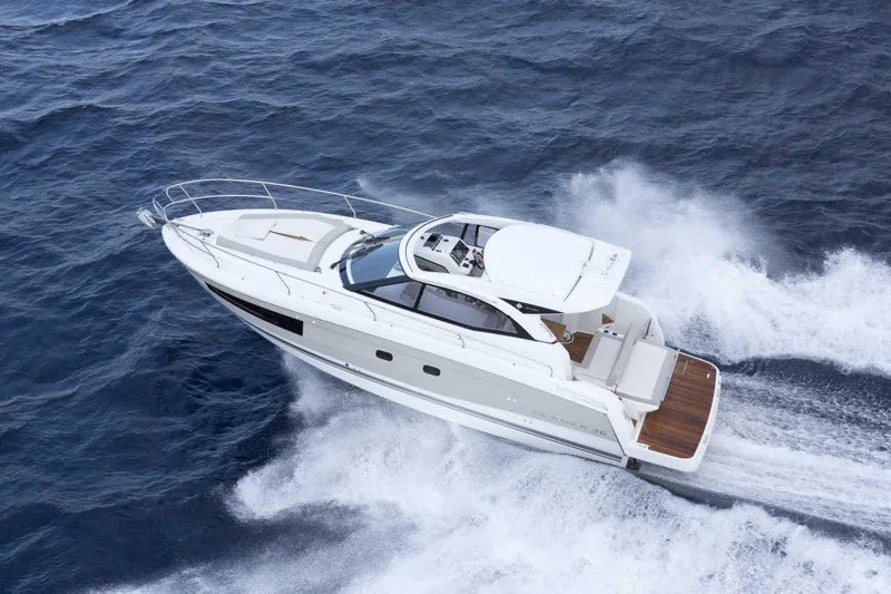 Neverin, a Jeanneau Leader 36 motor yacht at Punat, Croatia