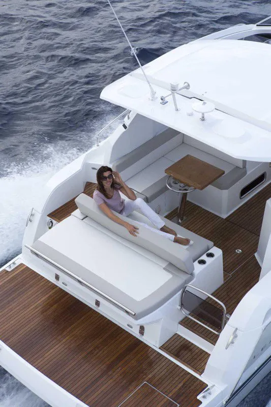 Neverin, a Jeanneau Leader 36 motor yacht at Punat, Croatia