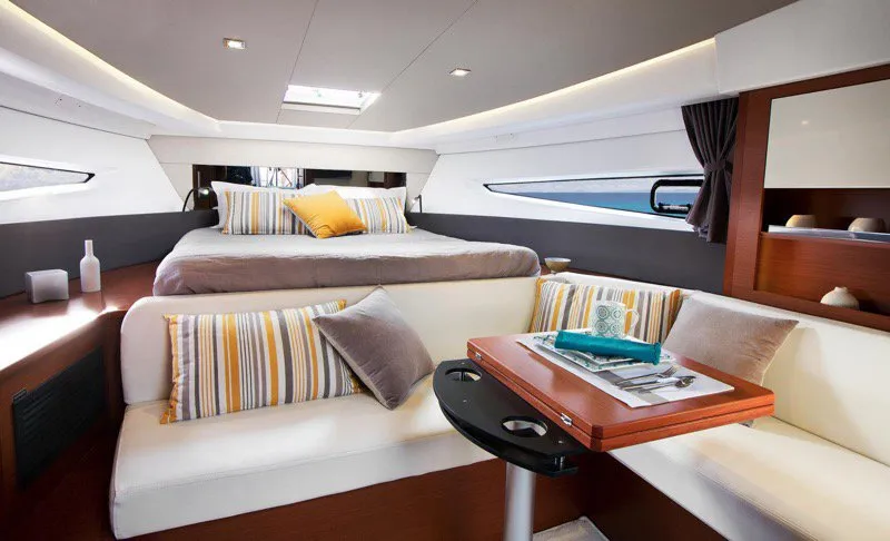 Neverin, a Jeanneau Leader 36 motor yacht at Punat, Croatia