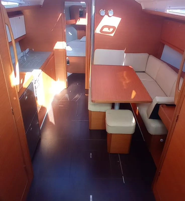 Salon of Tiche, a Dufour 390 Grand Large sailboat at Palermo, Italy