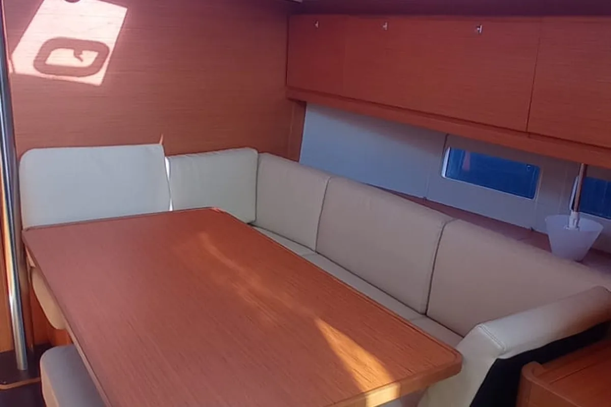 Salon of Tiche, a Dufour 390 Grand Large sailboat at Palermo, Italy