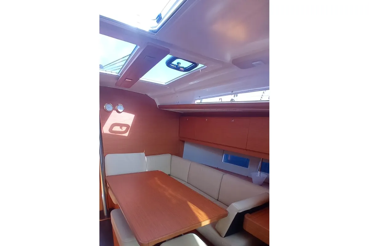 Salon of Tiche, a Dufour 390 Grand Large sailboat at Palermo, Italy