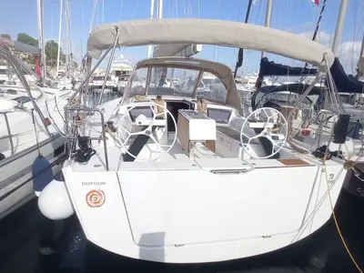 Cockpit of Tiche, a Dufour 390 Grand Large sailboat at Palermo, Italy