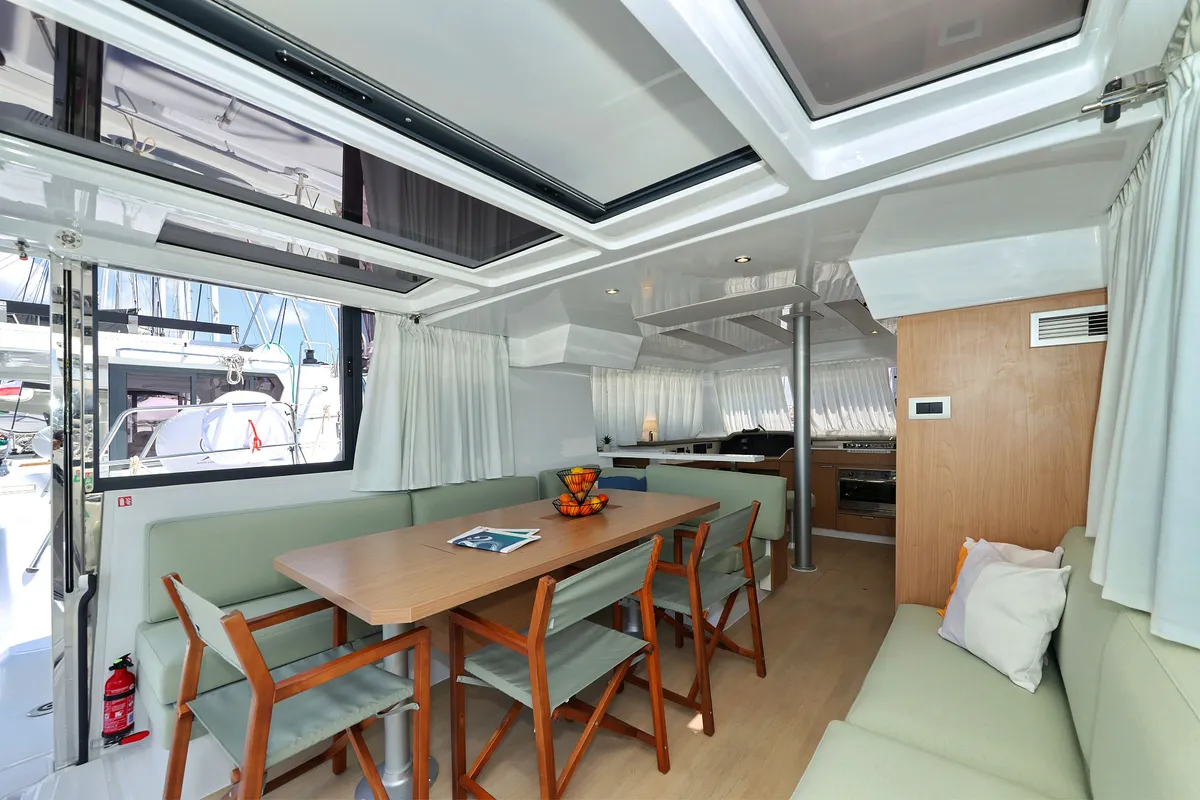Salon of Baycat, a Bali Catspace catamaran at Grad Biograd na Moru, Croatia